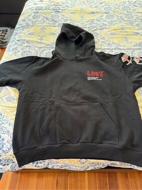 Lost Intricacy Graphic Black Hoodie - Men's Pullover Sweatshirt